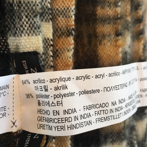 Zara Man Unisex Plaid Blanket Scarf NWT - Picture 5 of 5